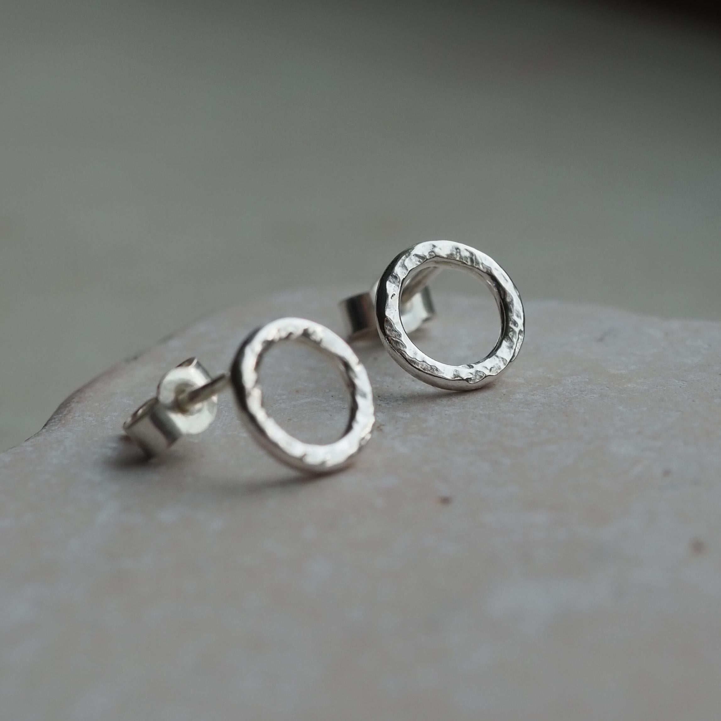 Hammered Halo Stud Earrings