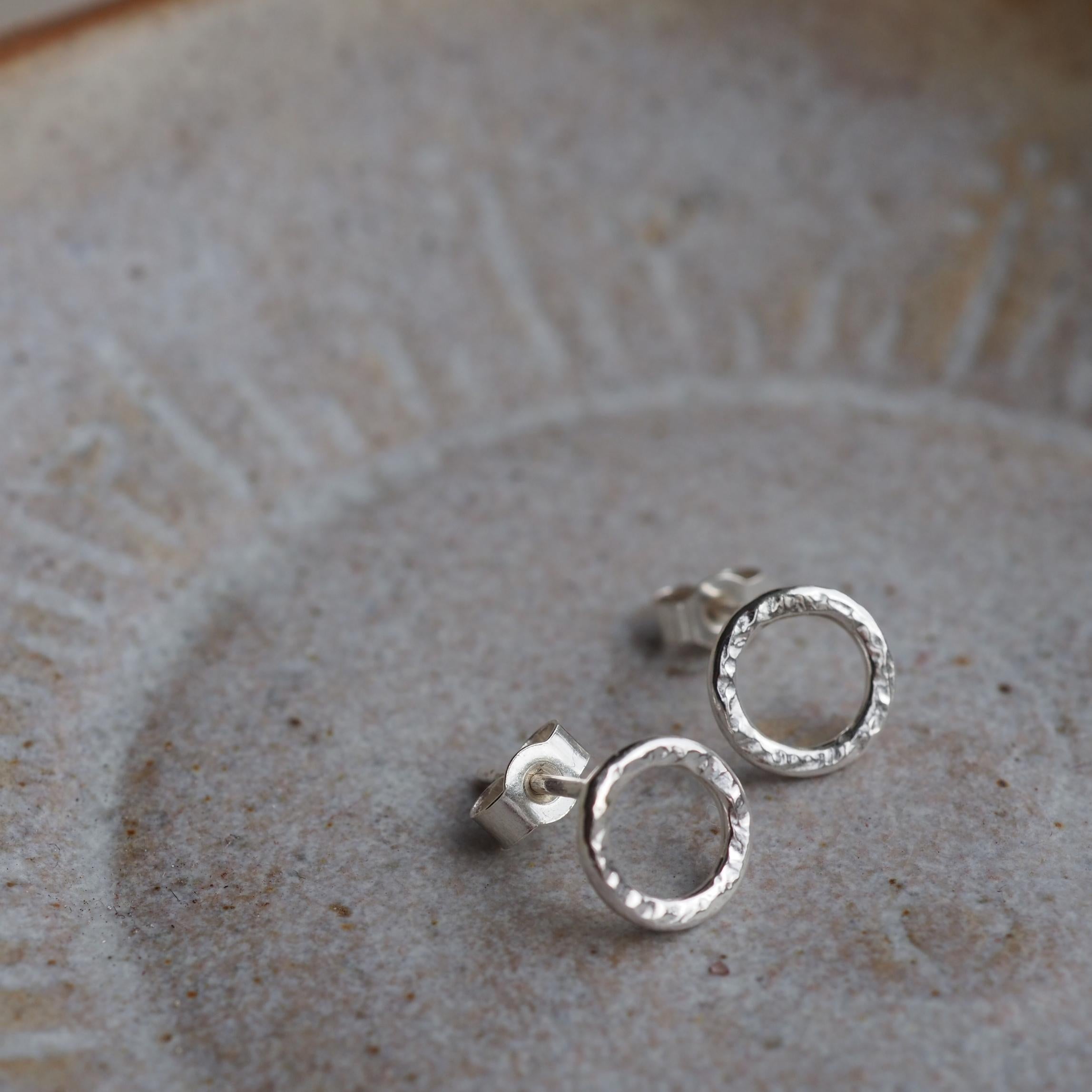 Hammered Halo Stud Earrings