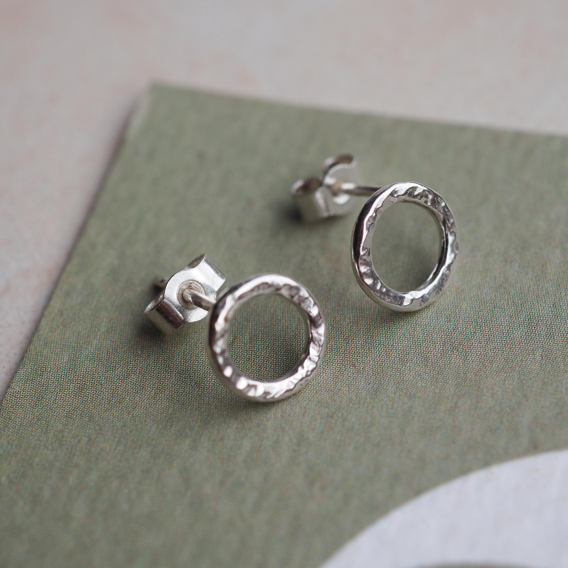 Hammered Halo Stud Earrings