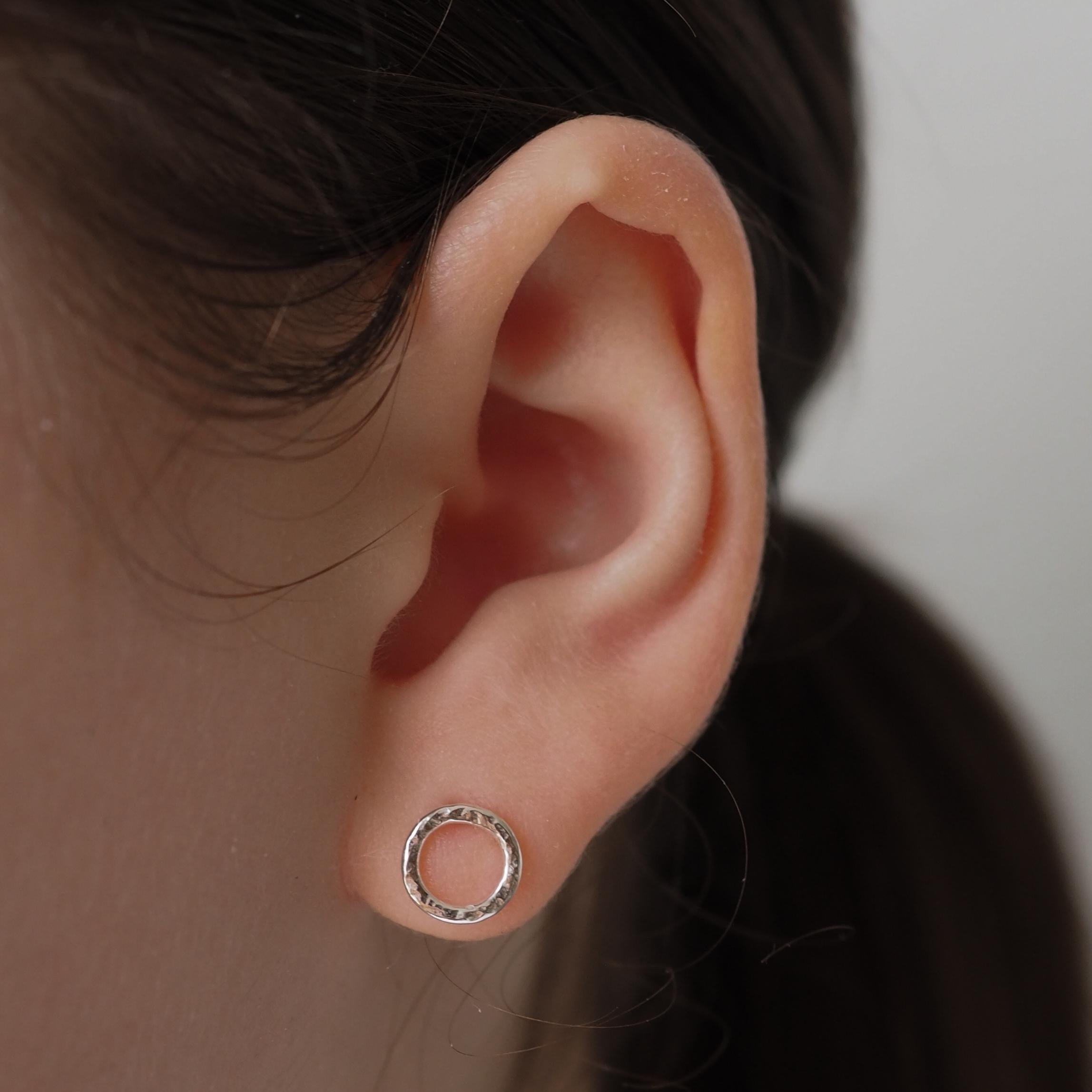 Hammered Halo Stud Earrings