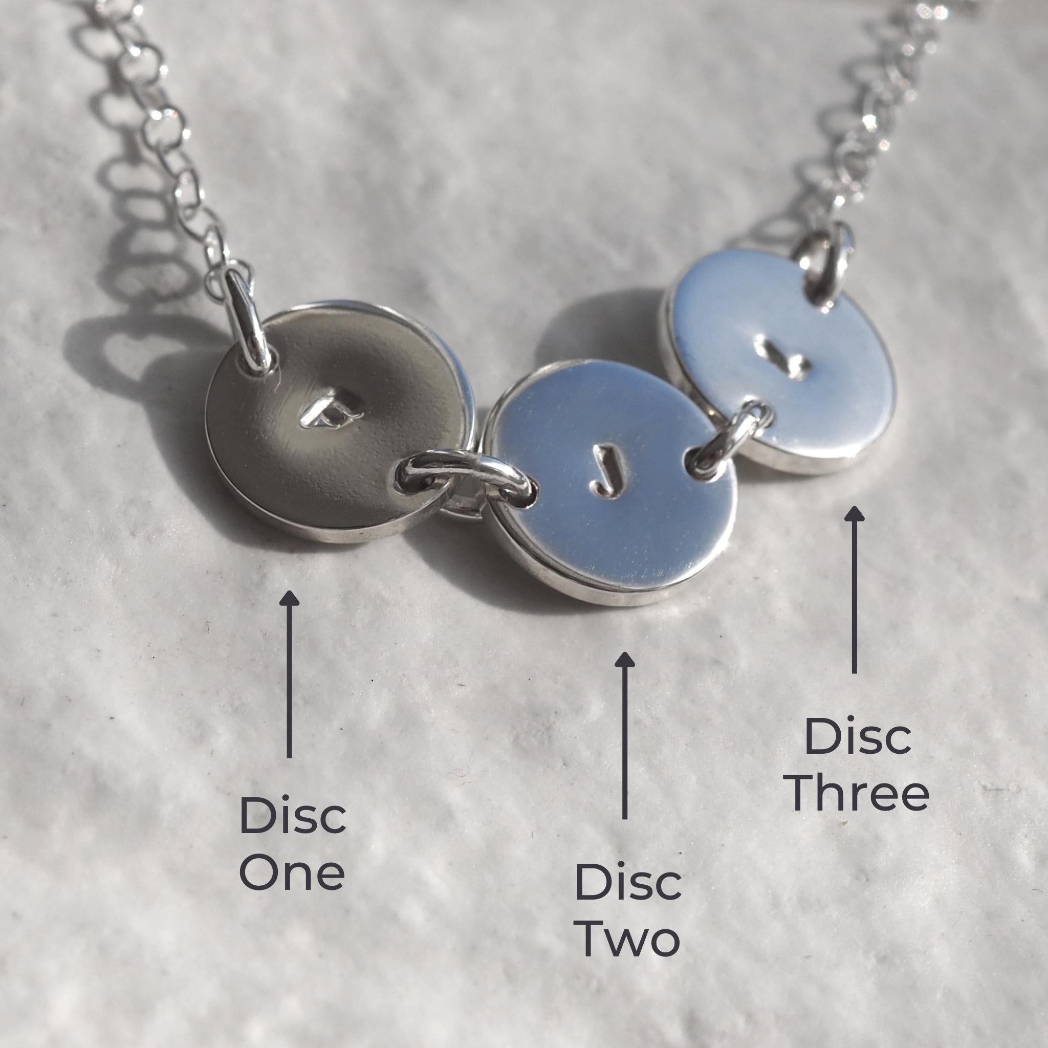 Joined Initial Disc Necklace (up to three discs)