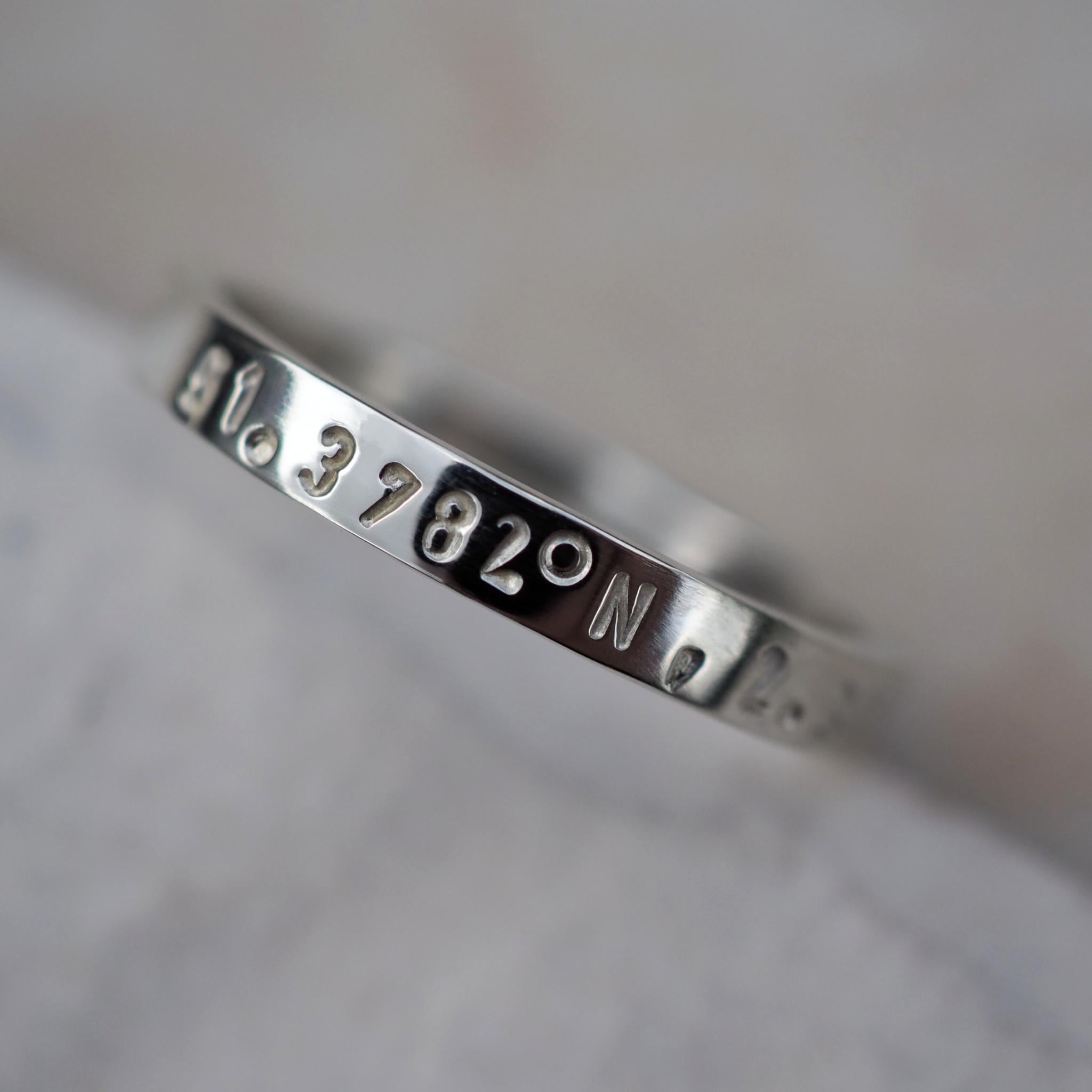 Sterling Silver Stacking Ring personalised with hand stamped coordinates