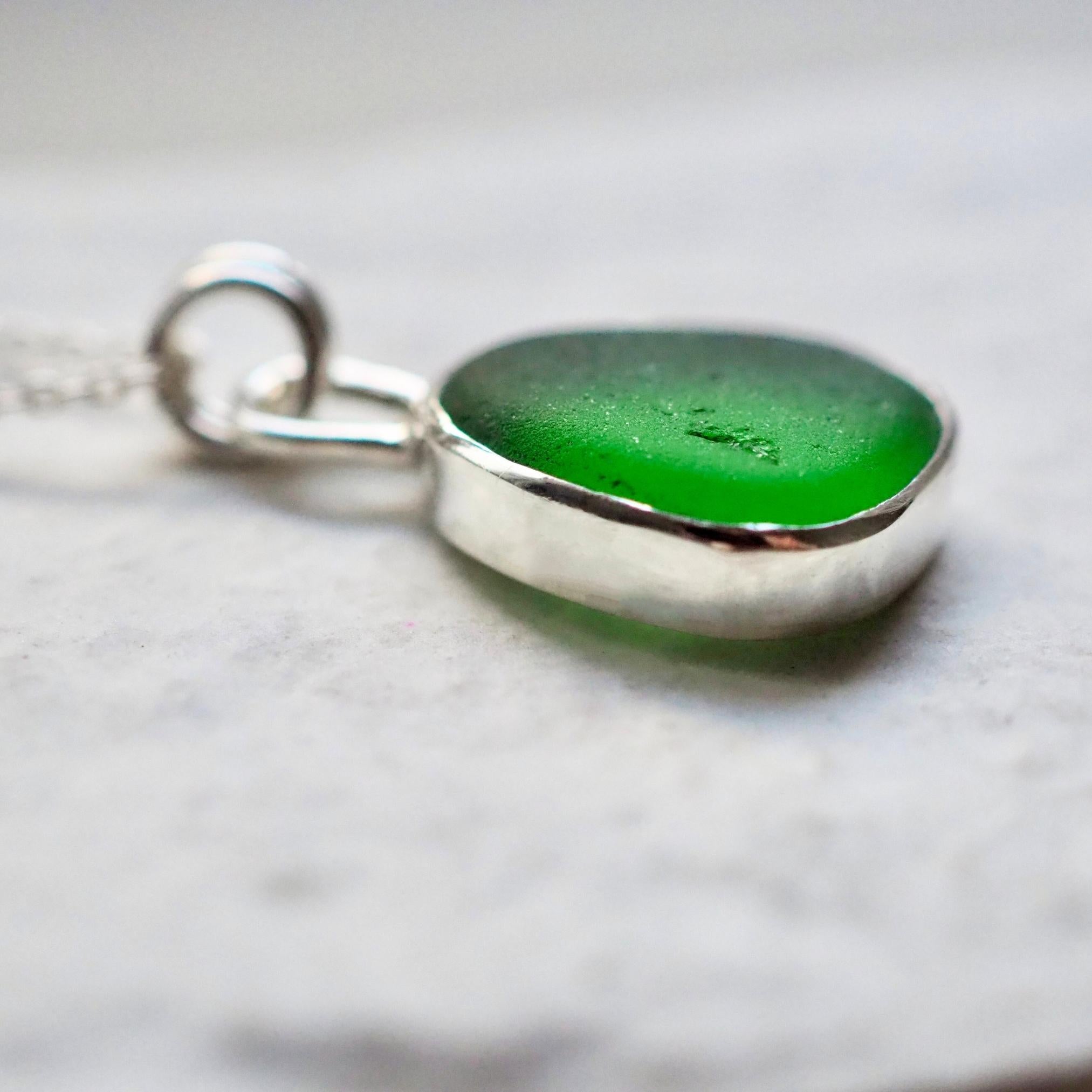 Bottle Green Sea Glass Necklace