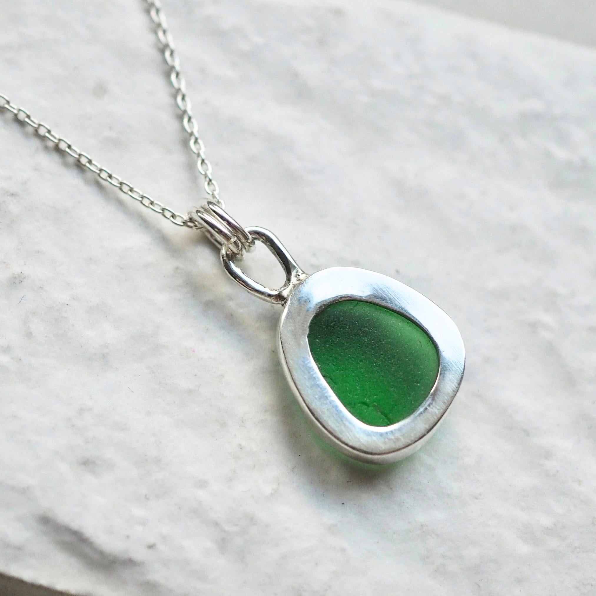 Bottle Green Sea Glass Necklace