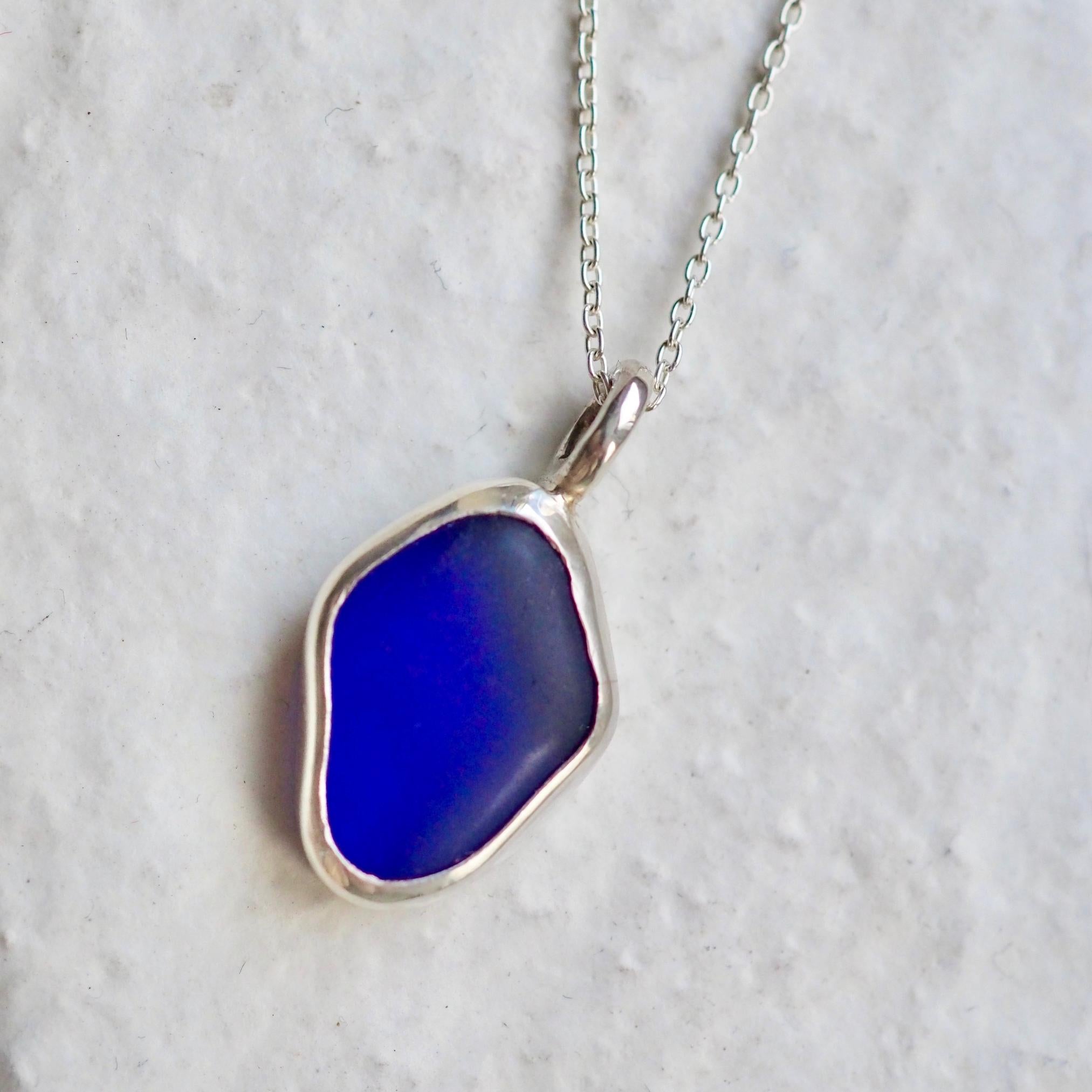 Blue Sea Glass Necklace