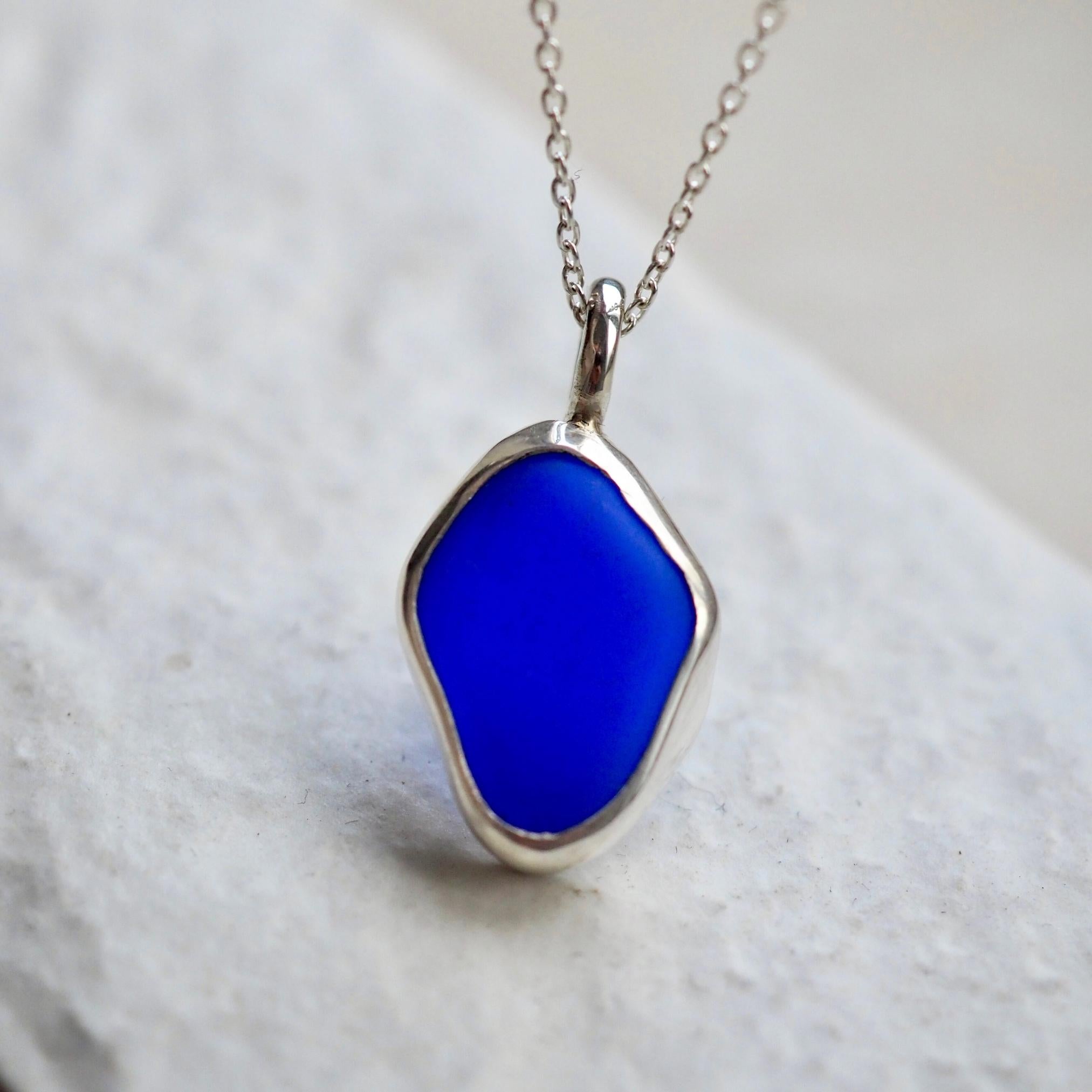 Blue Sea Glass Necklace