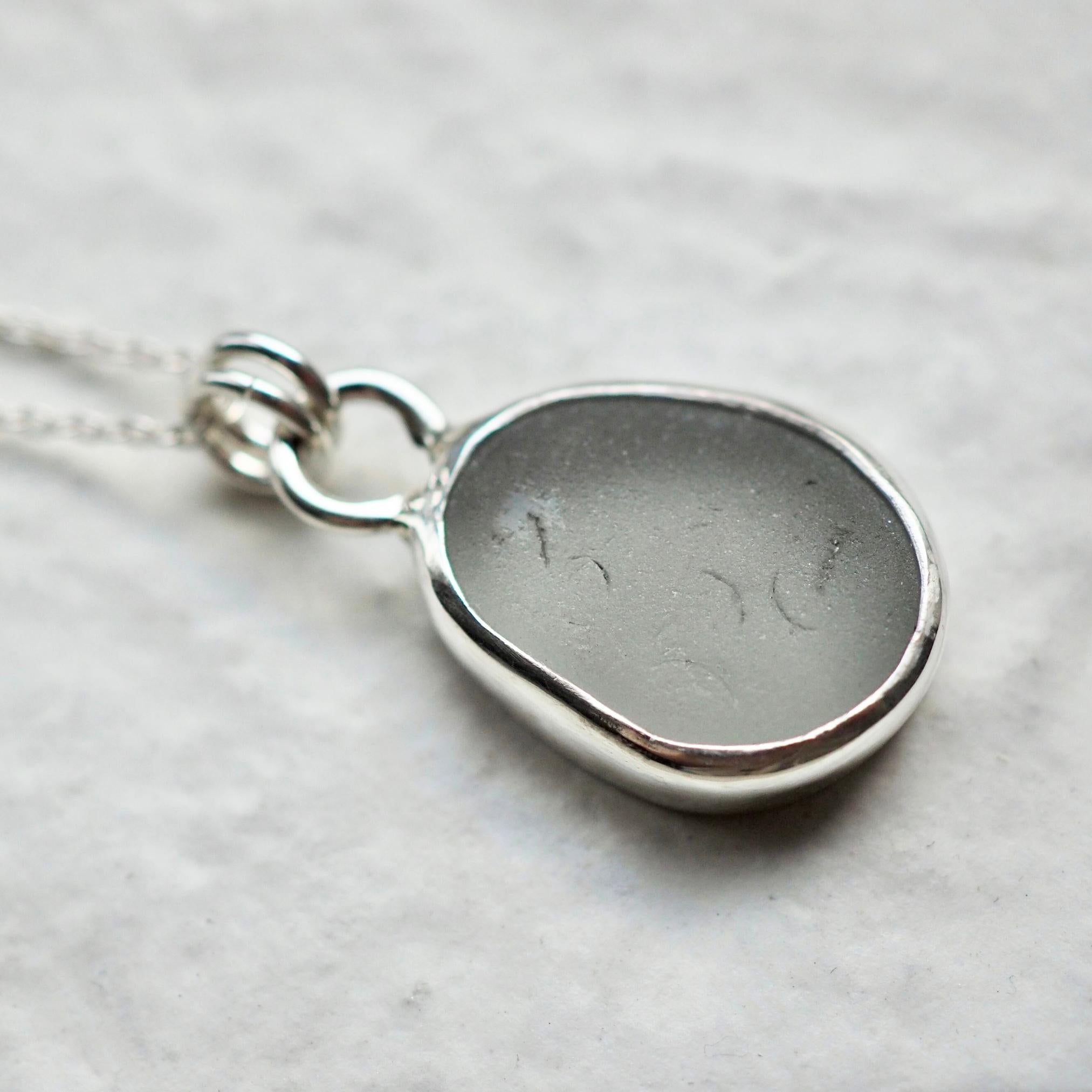 Smokey Grey Sea Glass Necklace