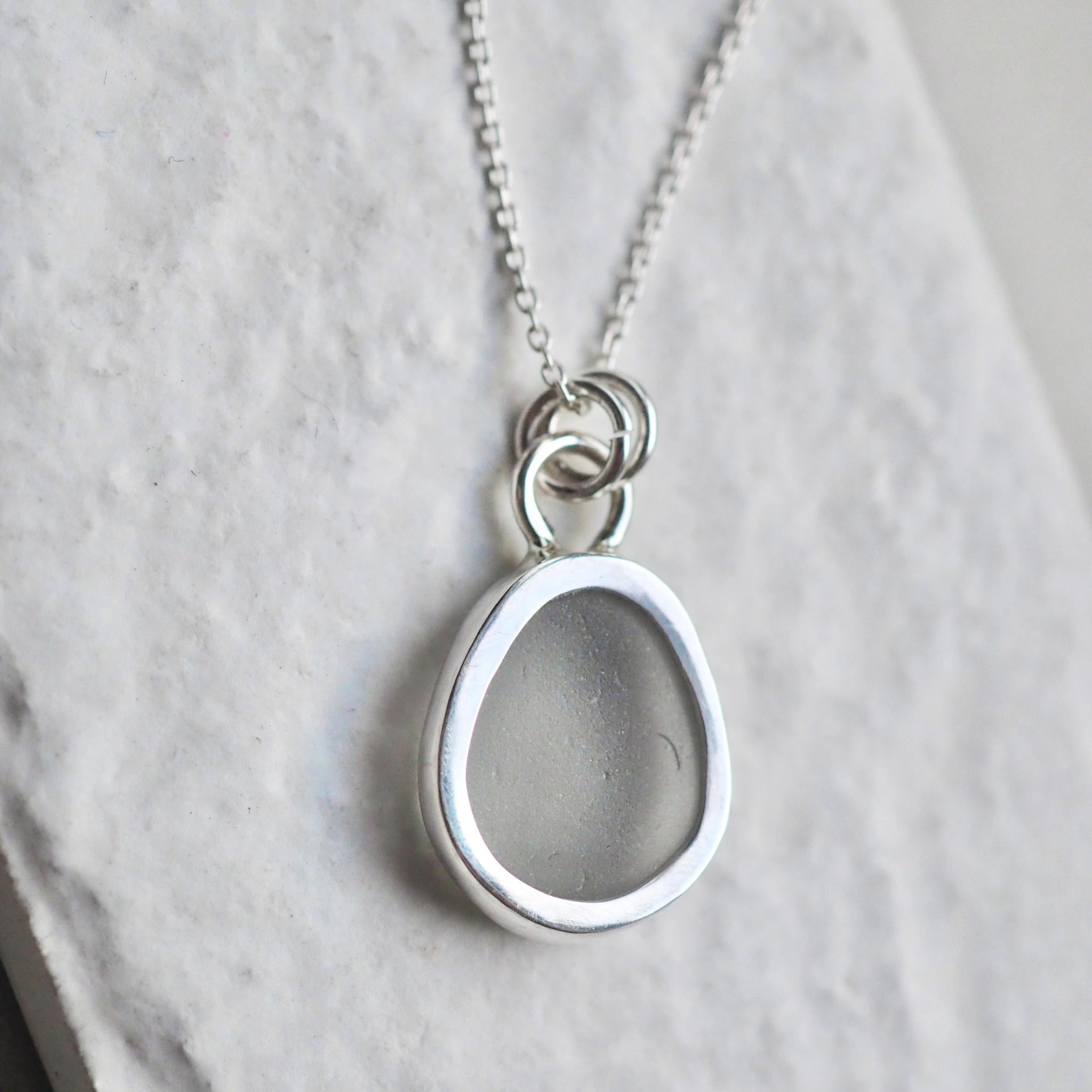 Smokey Grey Sea Glass Necklace