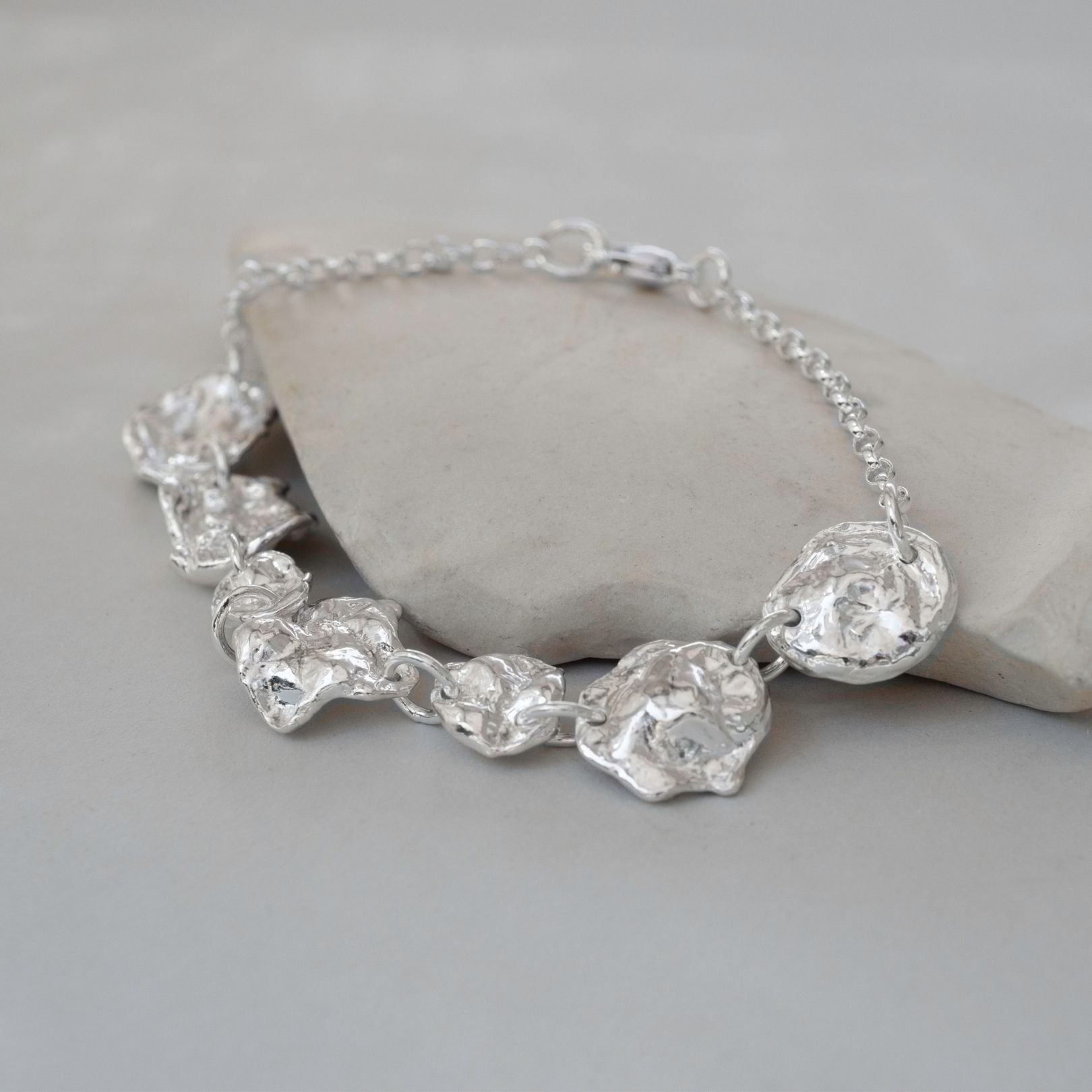 Sterling Silver Watercast Link Bracelet Two