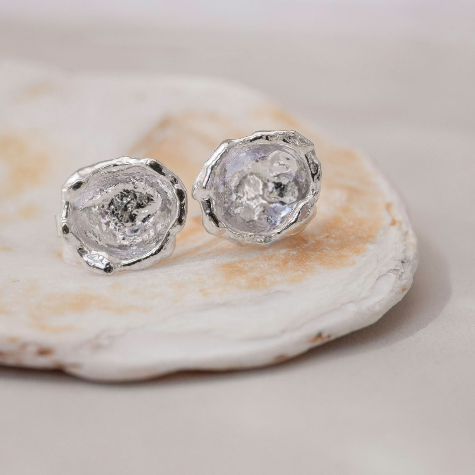 Sterling Silver Watercast Stud Earrings - Pair Five