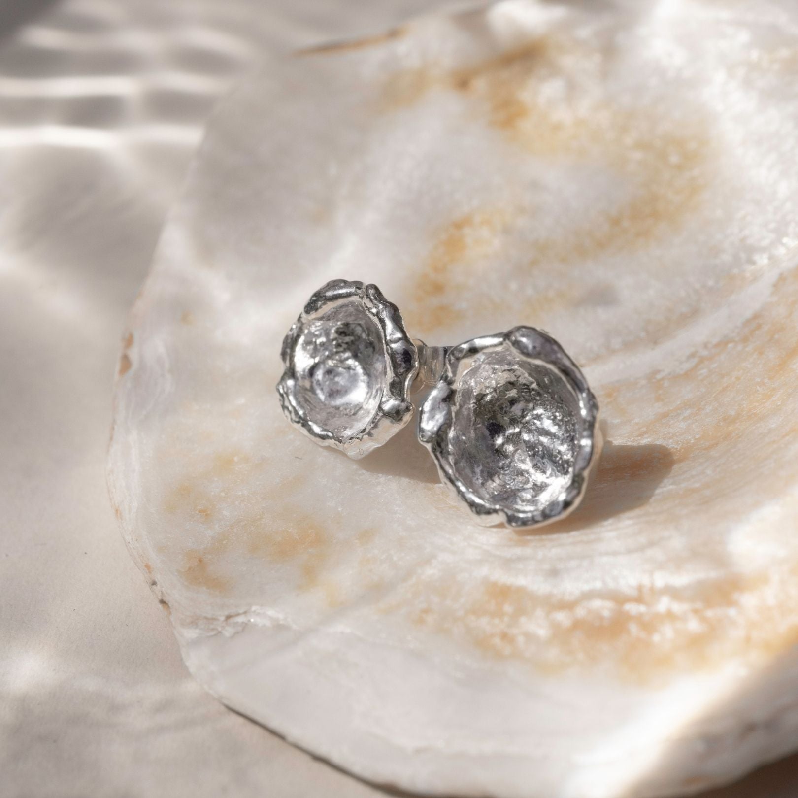 Sterling Silver Watercast Stud Earrings - Pair Five