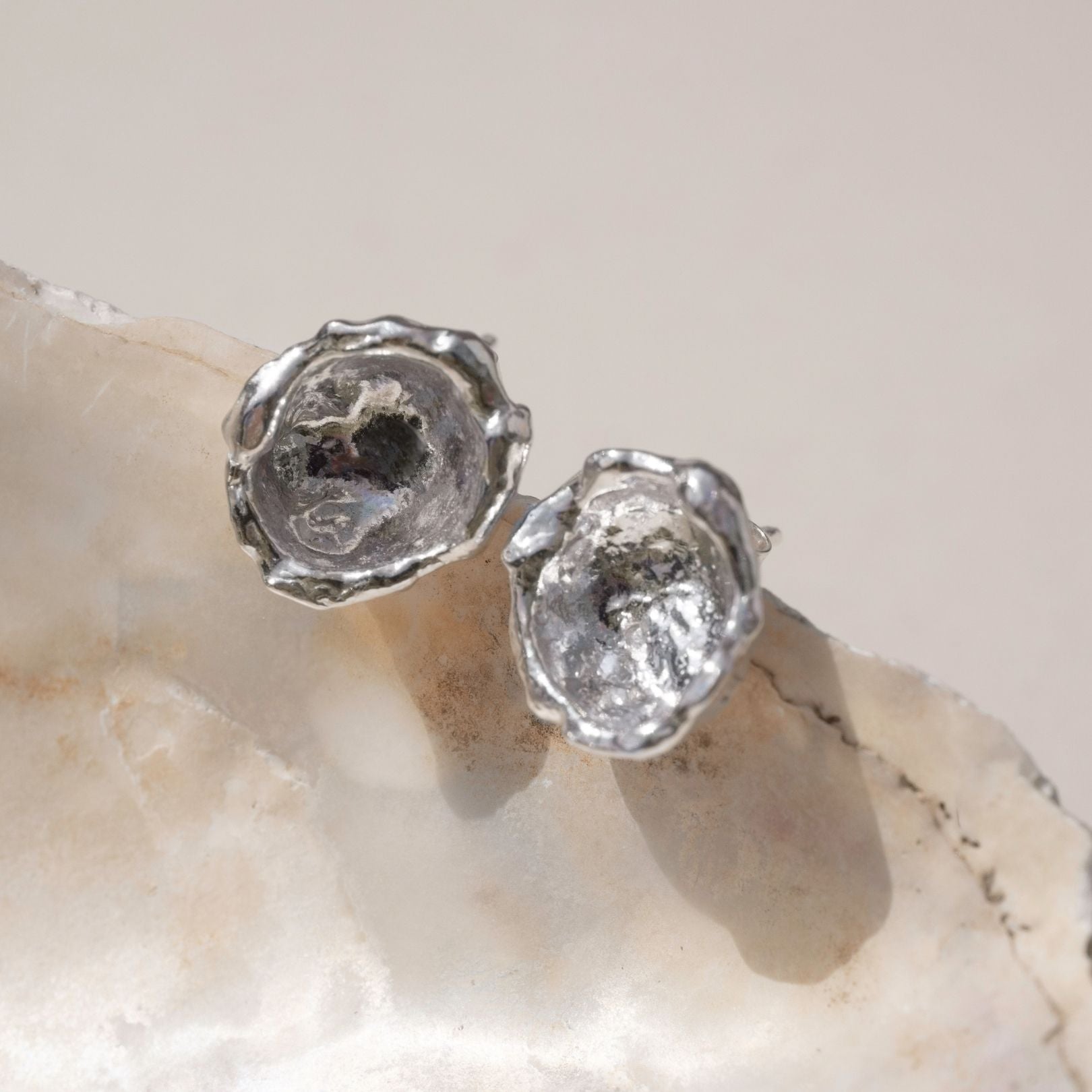 Sterling Silver Watercast Stud Earrings - Pair Five