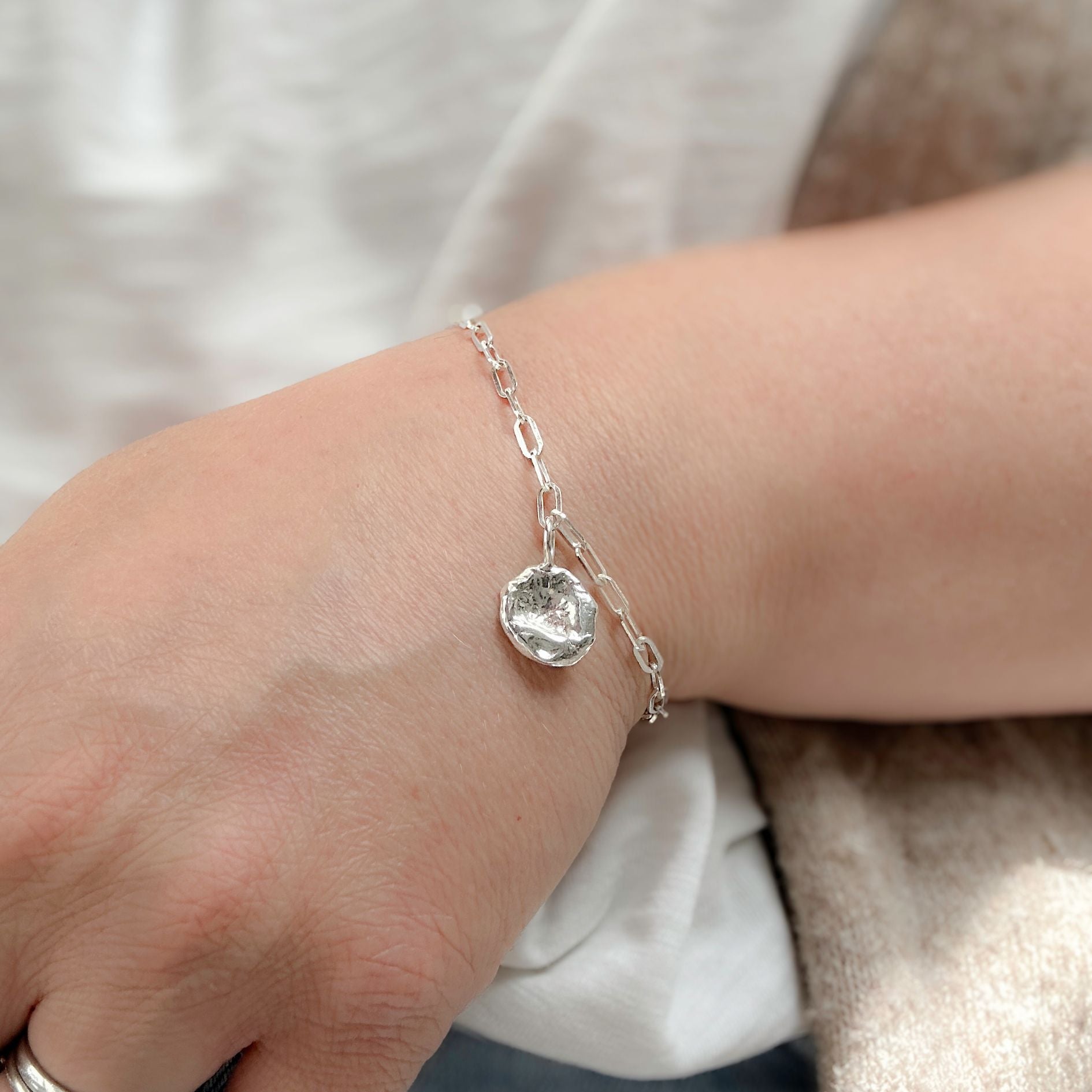 Sterling Silver Watercast Charm Bracelet